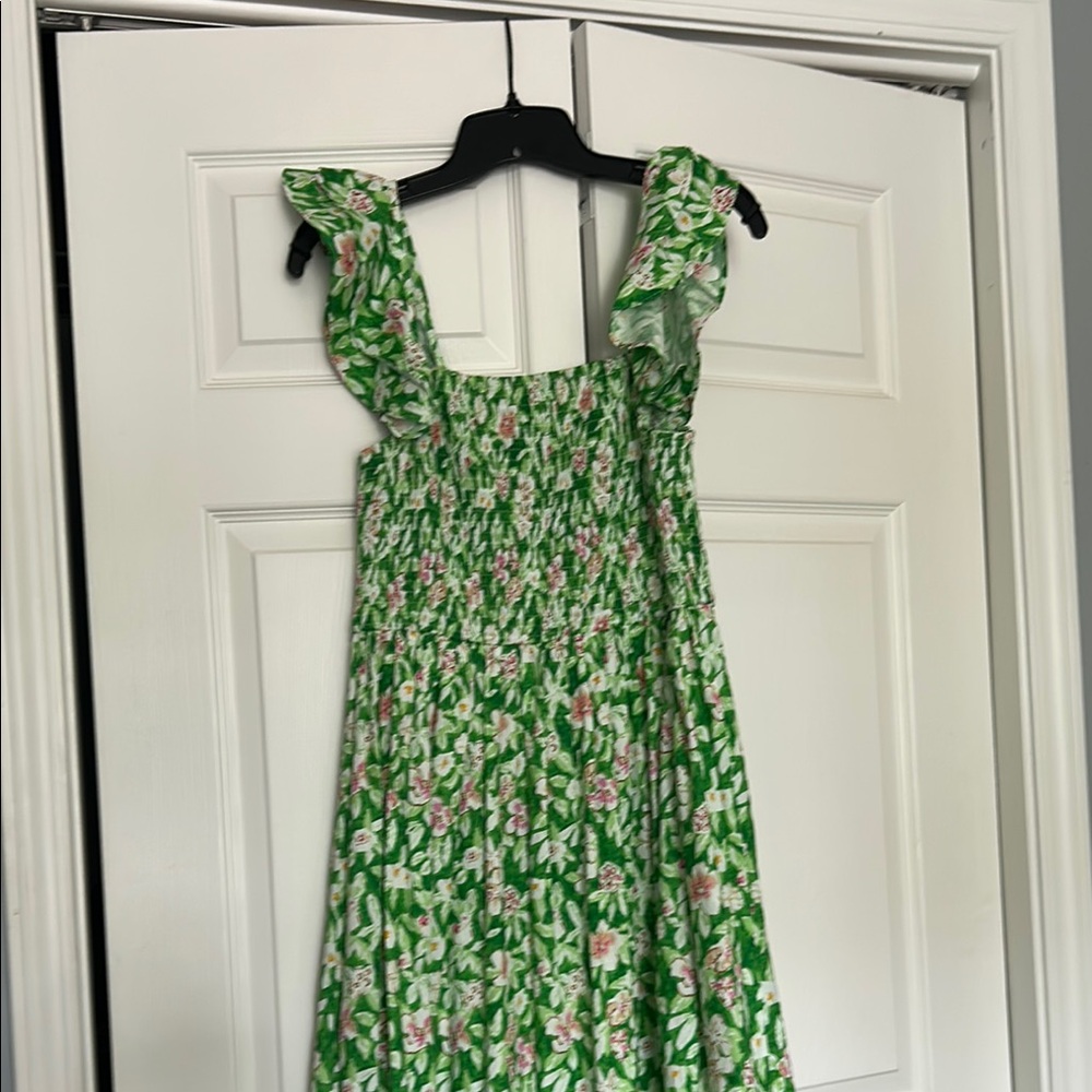 Eesome Green Smocked Ruffled Sundress